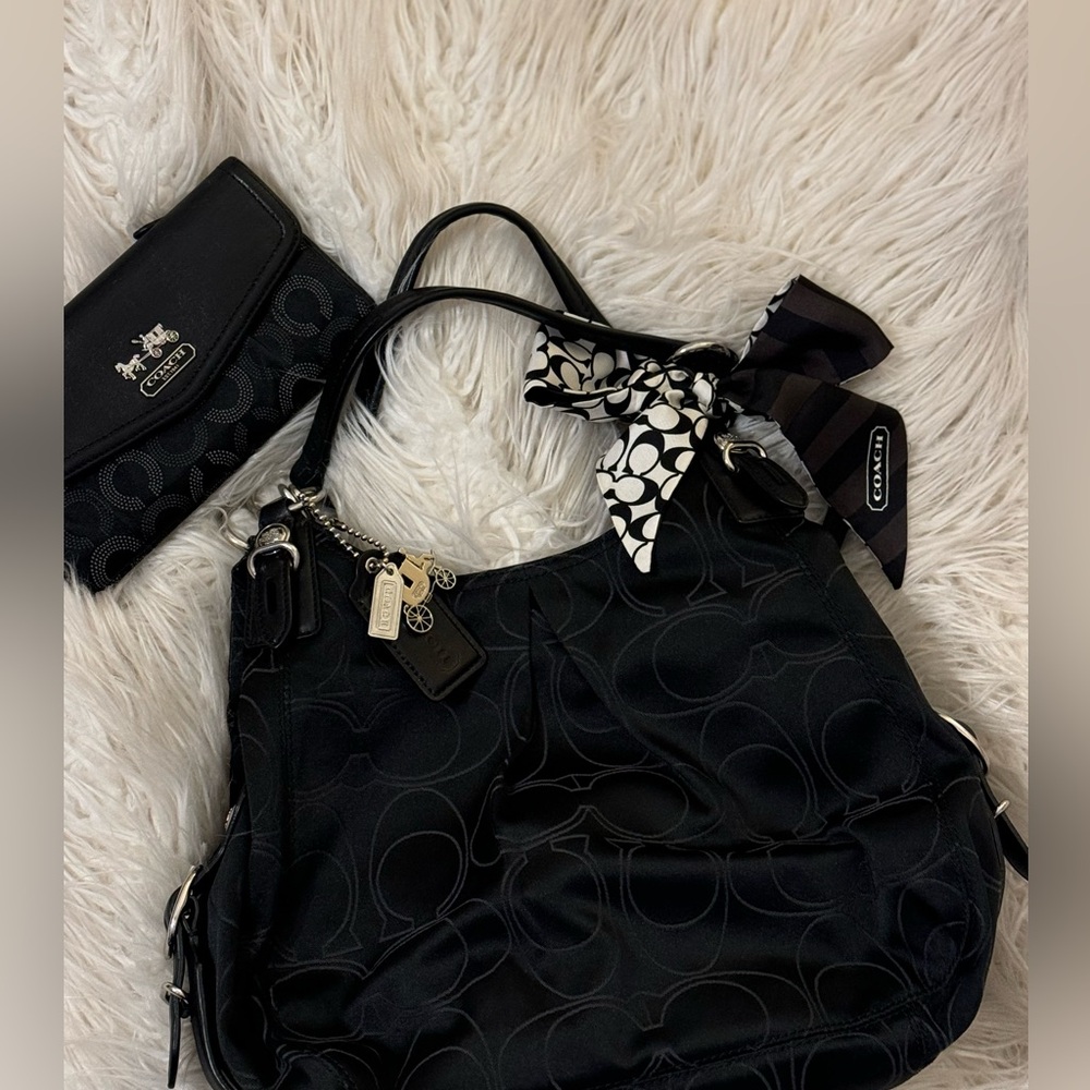 Black Coach Shoulder Bag & Coordinating Black Coach Wallet in Great Condition!